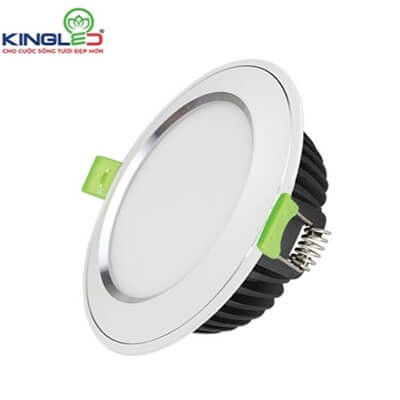 Đèn Âm Trần Diamond 10W Mặt Cong, Đơn Sắc, Viền Bạc