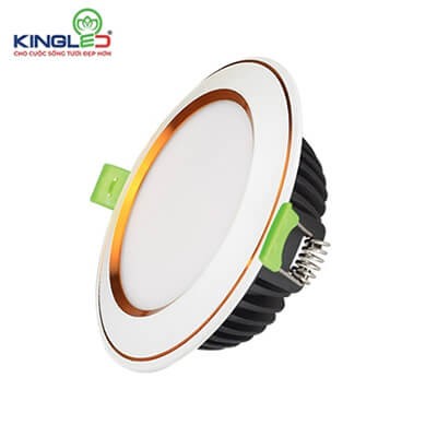 Đèn Âm Trần Diamond 10W Mặt Cong, Đổi Màu, Viền Vàng